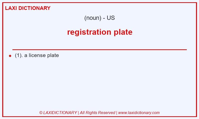 Definition registration plate in American English