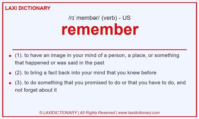 Definition remember in American English