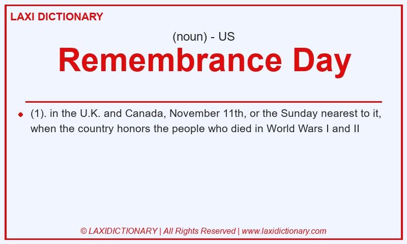 Definition Remembrance Day in American English