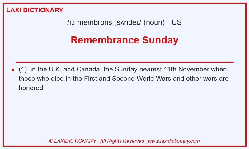 Definition Remembrance Sunday in American English