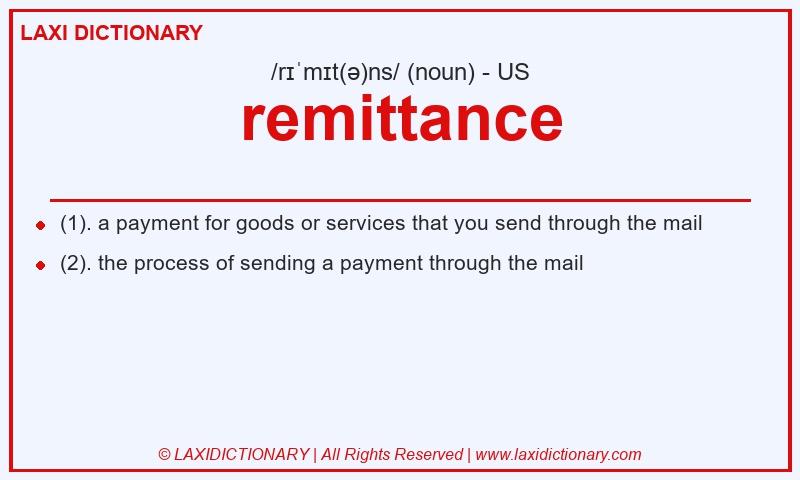 Definition remittance in American English