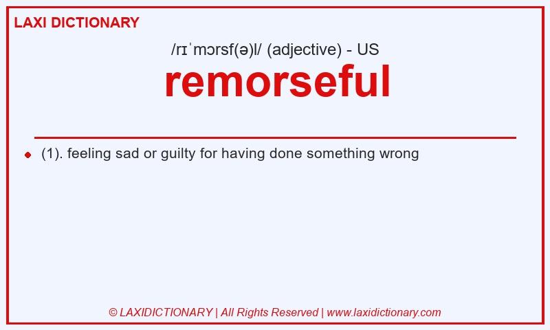 Definition remorseful in American English