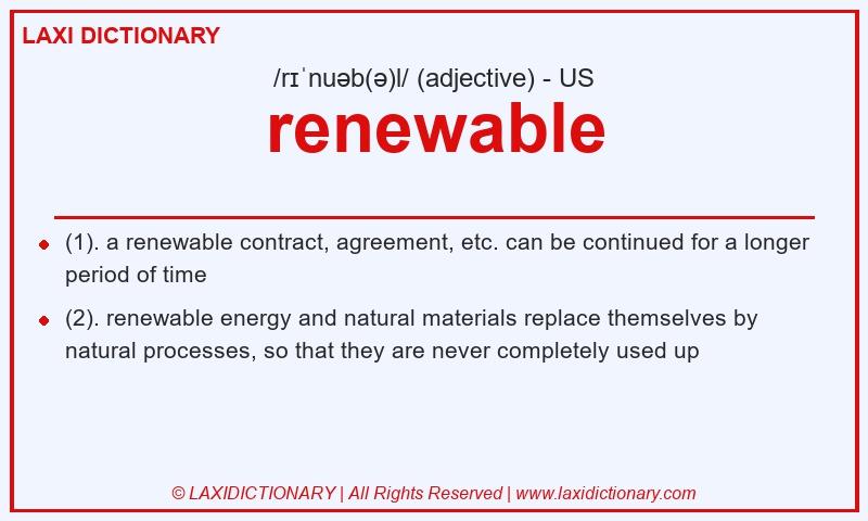 Definition renewable in American English