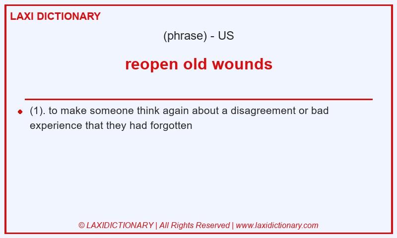 Definition reopen old wounds in American English