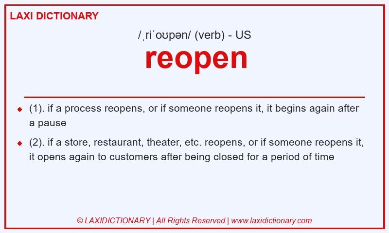 Definition reopen in American English