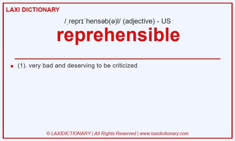 Definition reprehensible in American English