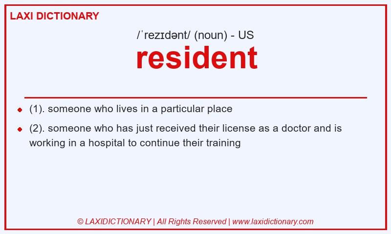 Definition resident in American English