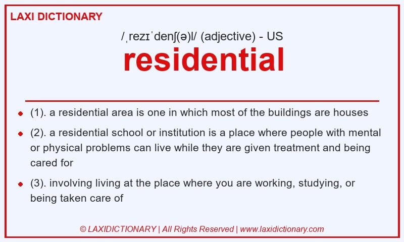 Definition residential in American English