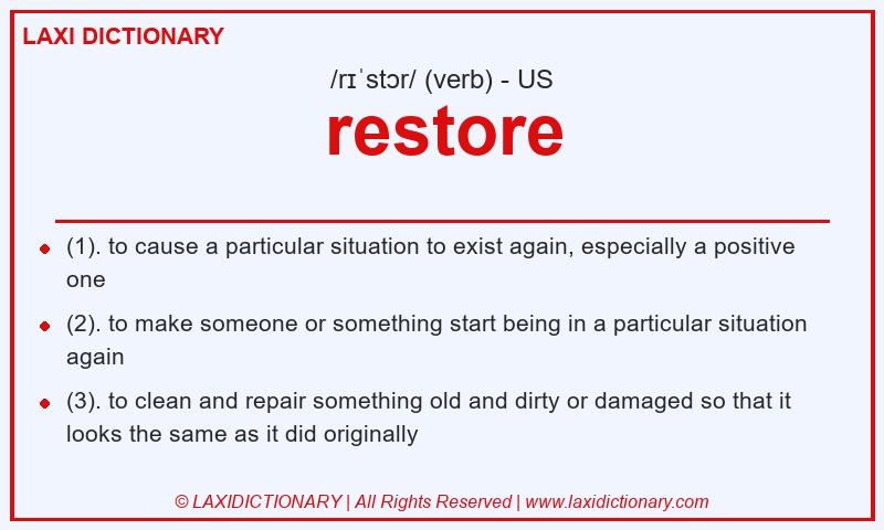 Definition restore in American English