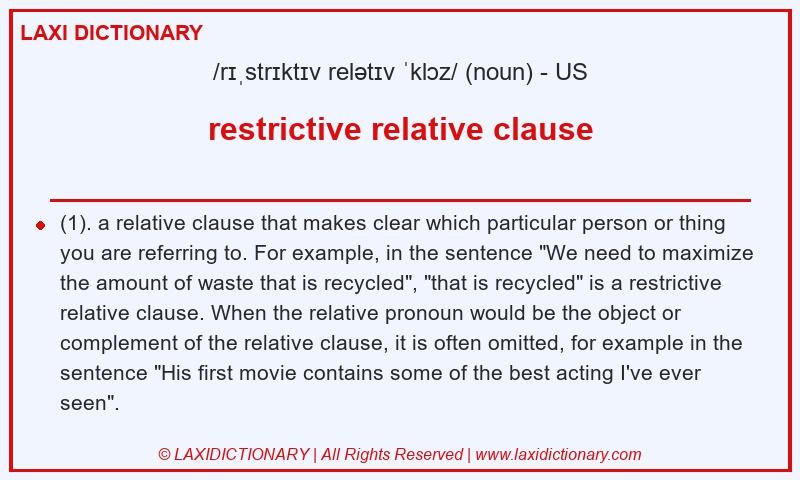 Definition restrictive relative clause in American English