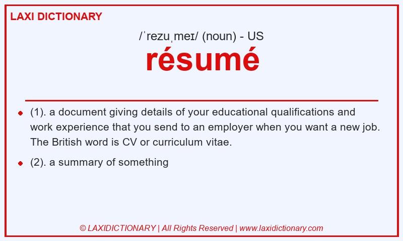 Definition résumé in American English