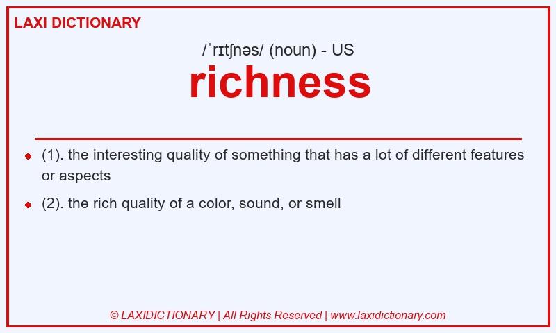 Definition richness in American English