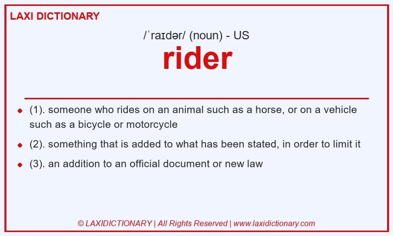 Definition rider in American English