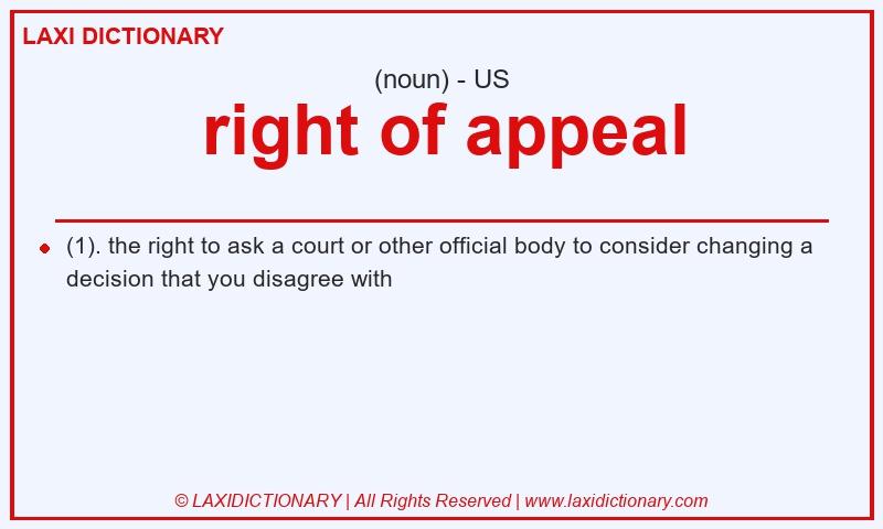 Definition right of appeal in American English