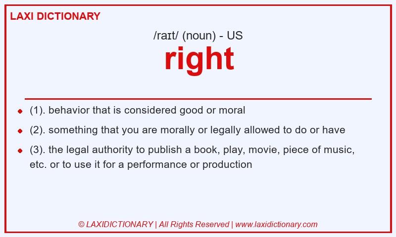 Definition right in American English
