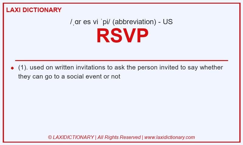 Definition RSVP in American English
