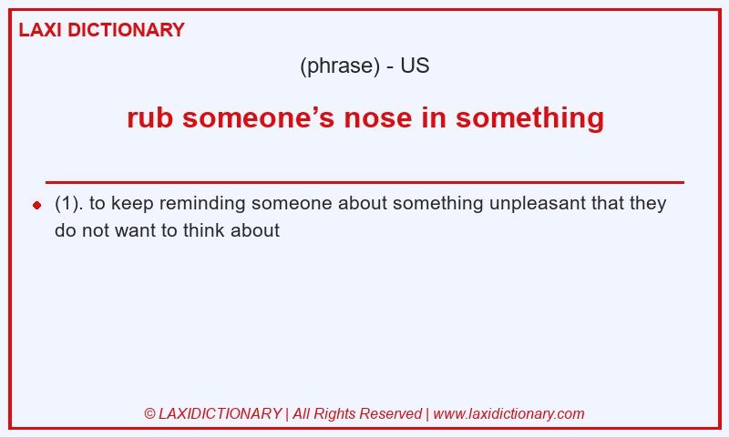 Definition rub someone’s nose in something in American English