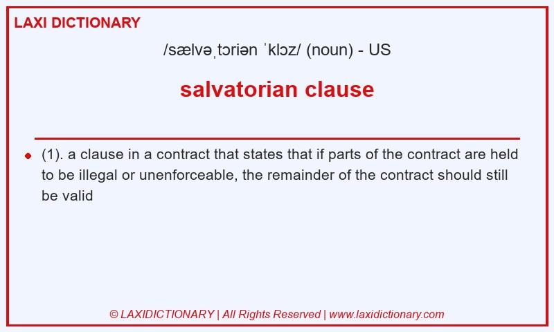 Definition salvatorian clause in American English