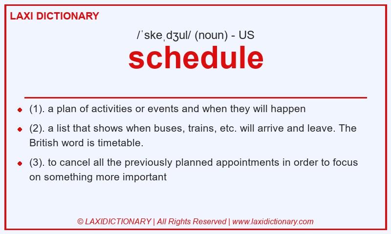 Definition schedule in American English