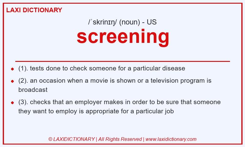 Definition screening in American English