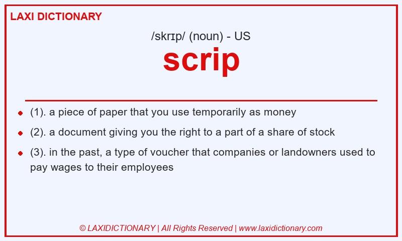 Definition scrip in American English