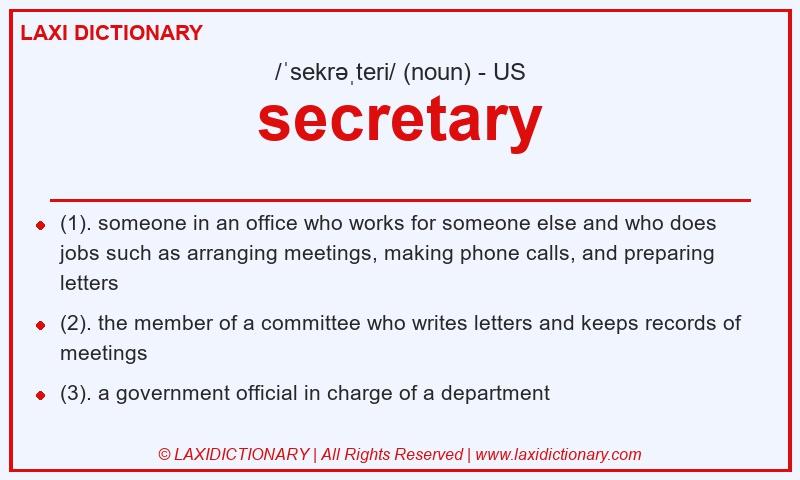 Definition secretary in American English