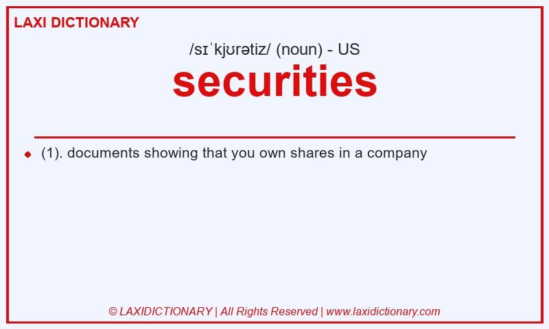 Definition securities in American English