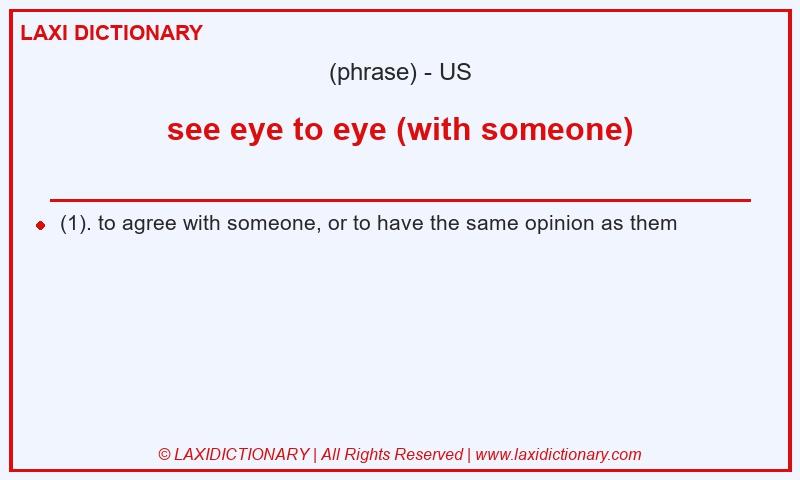 Definition see eye to eye (with someone) in American English