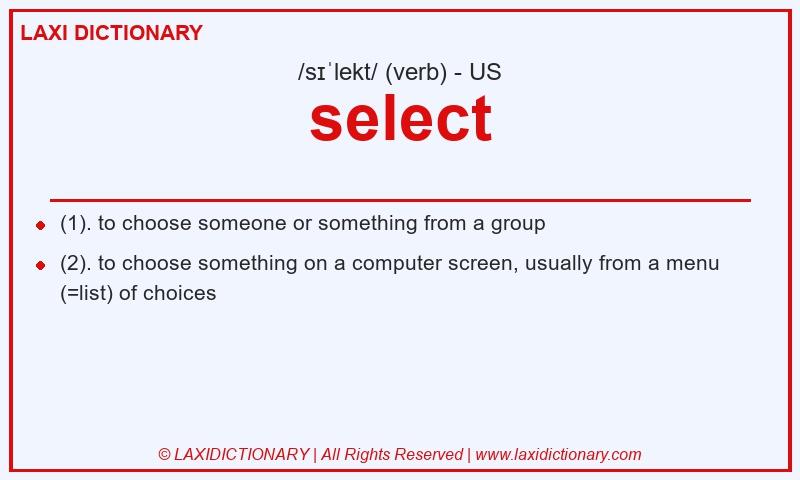 Definition select in American English