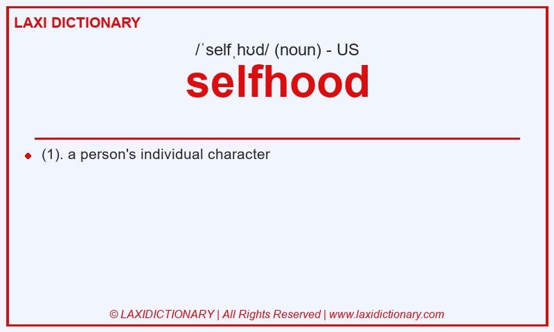 Definition selfhood in American English