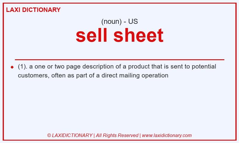 Definition sell sheet in American English