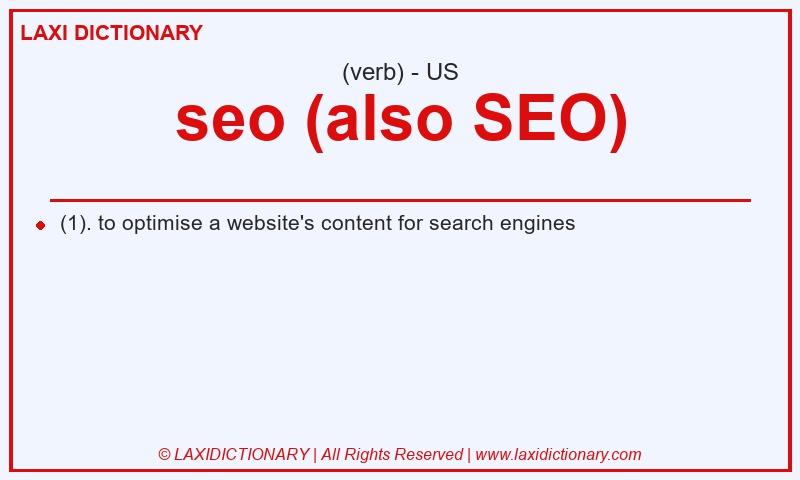 Definition seo (also SEO) in American English