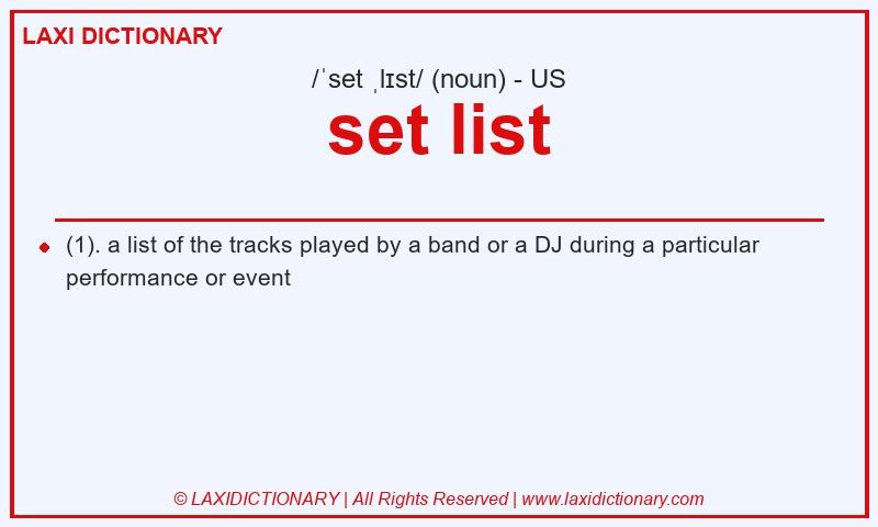 Definition set list in American English