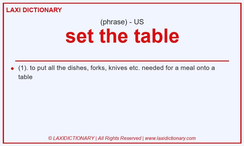 Definition set the table in American English