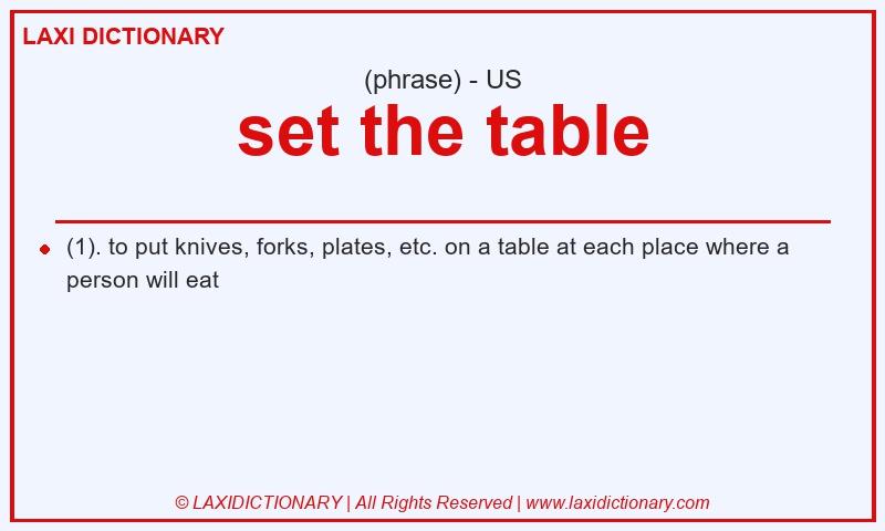 Definition set the table in American English