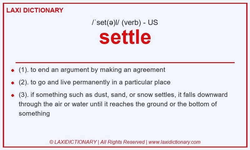 Definition settle in American English