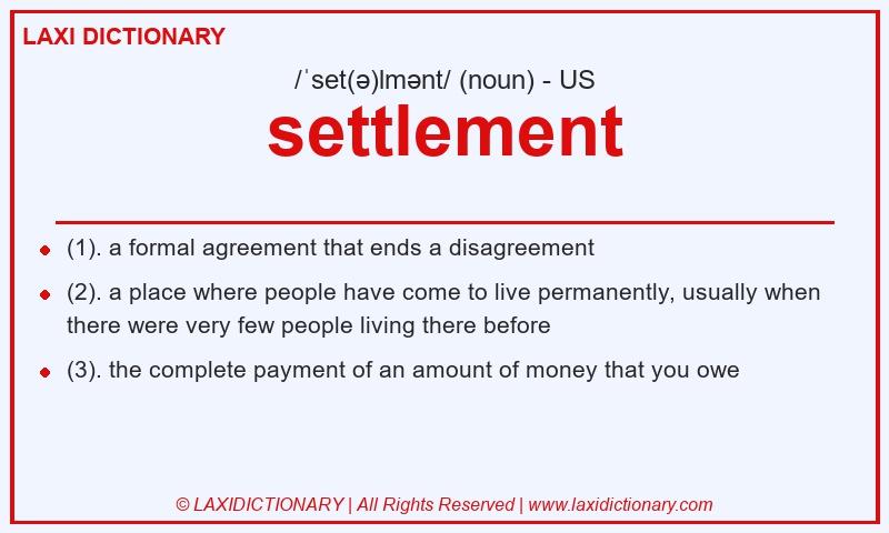 Definition settlement in American English