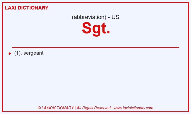 Definition Sgt. in American English