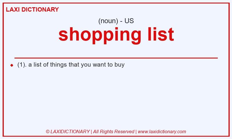 Definition shopping list in American English
