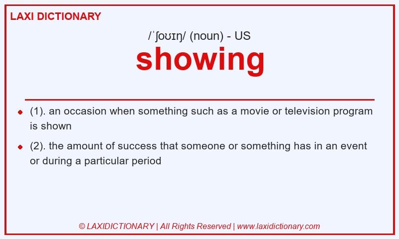 Definition showing in American English