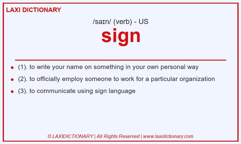 Definition sign in American English