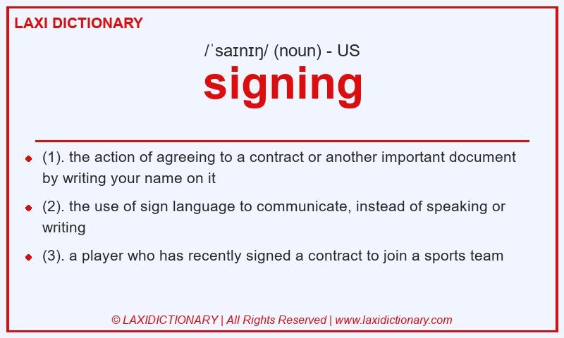 Definition signing in American English