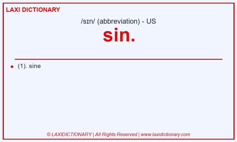 Definition sin. in American English