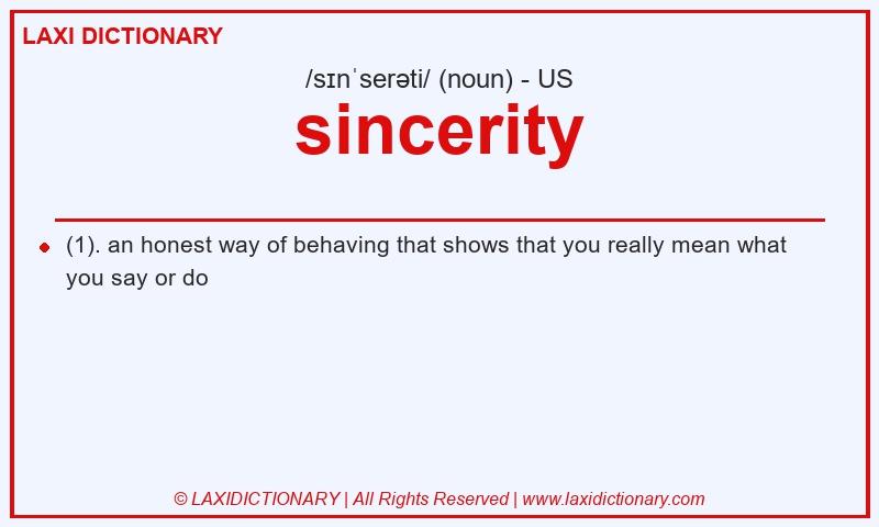 Definition sincerity in American English