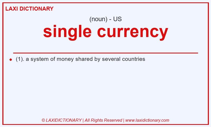 Definition single currency in American English
