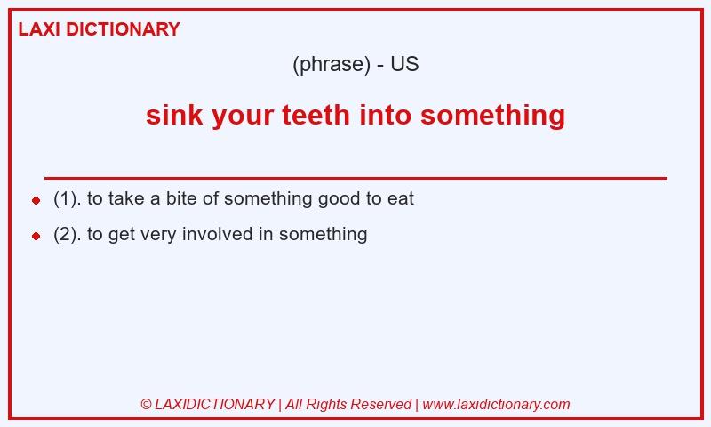Definition sink your teeth into something in American English