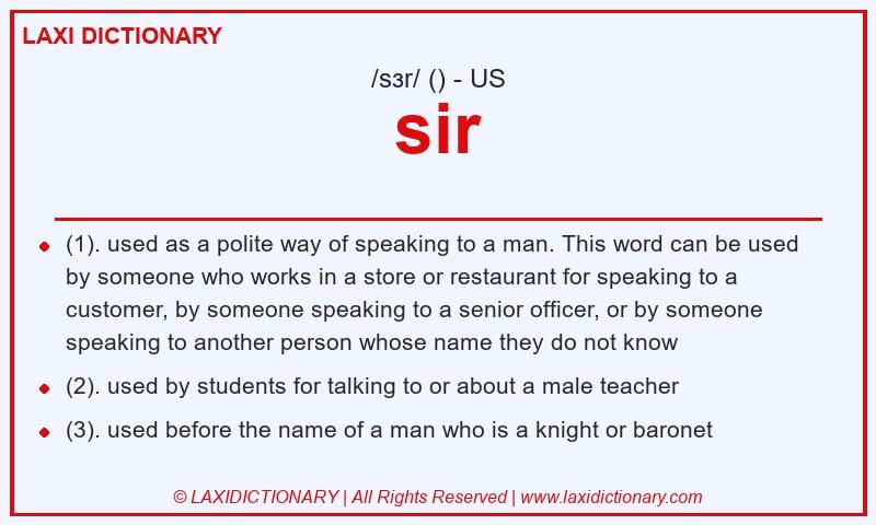 Definition sir in American English