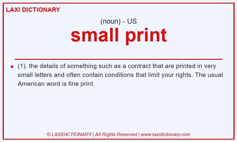 Definition small print in American English