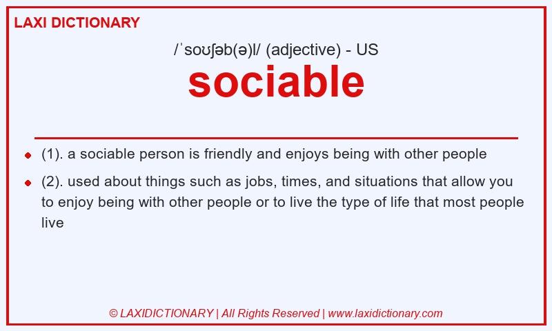 Definition sociable in American English