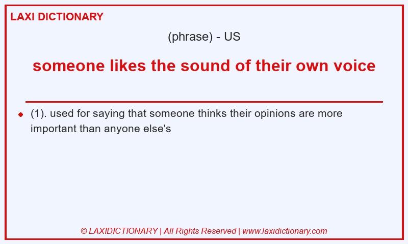 Definition someone likes the sound of their own voice in American English